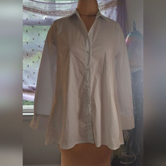 NWOT ELLEN TRACY White Trapeze Cut Blouse Pockets Size S - Picture 10 of 11